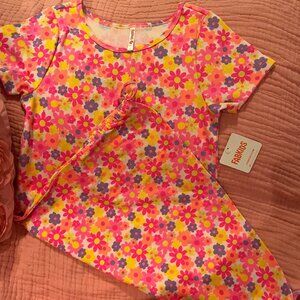 Kids FabKids Floral Side Cinch Dress Girls